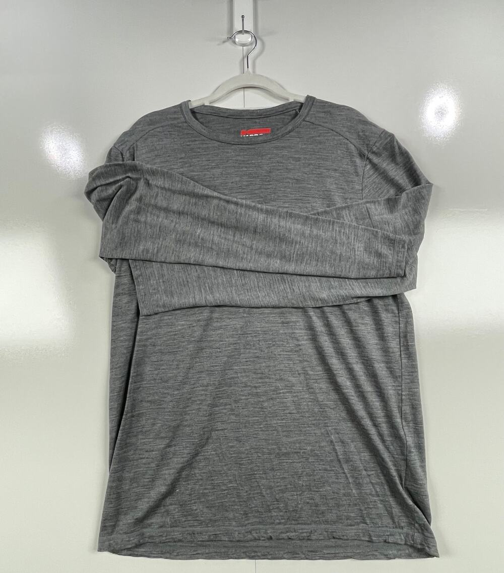 Karbon Men’s M 100% Merino Wool Long Sleeve Base Layer Gray Made in Canada 0028